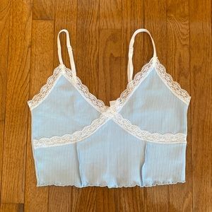 H&M Baby Blue and White Tank Top